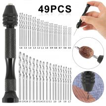49 pz 0.2-3.4mm Set di trapano a mano Mini punta da trapano a mano in alluminio Gioielli artigianali Trapano manuale Strumenti per la lavorazione del legno Punta da trapano Strumento di perforazione