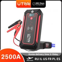UTRAI 2500A Jump Starter Accumulatori e caricabatterie di riserva Batteria Caricatore portatile 10W Ricarica wireless Schermo LCD Martello di sicurezza Dispositivo di avviamento per auto