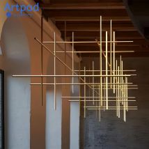 Włoskie designerskie żyrandole rurkowe złote postmodernistyczne LED proste willa salon kuchnia bar czarny chrom lampa wisząca oświetlenie