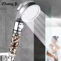 ZhangJi Badzimmer 3-Funktion SPA Duschkopf mit Schalter Stop Taste Hochdruck Anion Filter Handbrause Wasser Sparend Dusche