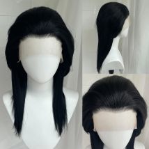 Mullet Rocker Cosplay-Perücken für Männer, schulterlanges Kunsthaar, 13 x 4 Lace-Front-Perücken, schwarze Frauen, leimloser natürlicher Haaransatz