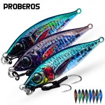 PROBEROS 1pc Esca luminosa con esca, verniciatura 3D che spruzza il rivestimento bionico in vera scala di pesci, esca bionica da 0,25-2,82 once, pesca a lungo raggio
