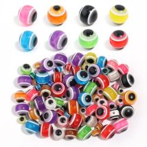 6/8/10/12mm Bunte Runde Spacer Perlen Evil Eye Perlen Streifen Harz Spacer Perlen für Schmuck Machen DIY Armband Halskette Charms