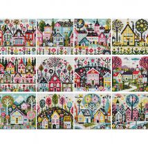 Huacan 12pcs Diamond Mosaic Landscape Full Round Mini Diamond Painting House Tree New Arrivals Handmade Holiday Gift