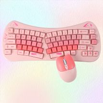 Süßes Katzen-Tastatur- und Maus-Set, 2,4 G, kabellos, mechanisches Gefühl, Ergonomie, Gamer-Tastatur und Maus für Laptop, PC, MAC, Freund, Geschenk