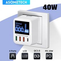 40w Schnell ladung 3,0 USB-Ladegerät tragbares USB-C-Ladegerät LCD-Display für iPhone 13 Xiaomi Samsung Typ C PD Handy-Ladegerät