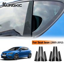 For Seat Leon Altea 2005 2006 2007 2008 2009 2010 2011 2012 B Pillars Sticker Carbon Fiber Pattern Glossy Black Protect Trim
