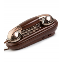 Telefono con filo Telefono da parete vintage con venature del legno, con pulsanti grandi, suoneria meccanica ad alto volume, controllo del volume, ricomposizione, mute, flash