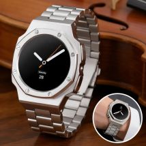 Luxus-Modifikationsset für Samsung Watch 8 40 mm 44 mm Gummiband + Metallgehäuse für Watch 8 Classic 46 mm Refit Kit Bandzubehör