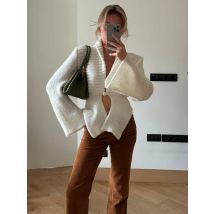 Tossy Weißer Vintage-Strickpullover, Strickjacke für Frauen, aushöhlen, locker, elegant, Herbst 2025, Vertuschung, Strickwaren, weibliche Strickjacke