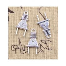 10pcs Charms Electric Plug 32x16mm Antique Silver Color Pendants DIY Crafts Making Findings Handmade Tibetan Jewelry