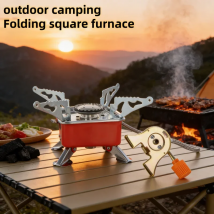 Tragbarer Campingkocher, faltbar, winddicht, für Outdoor-Gastanks, ideal für Backpacking, Camping, Wandern, Picknick, Campingkocher, BBQ-Grill
