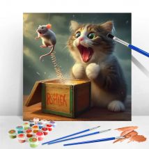 Evershine Katze Tier Malen nach Zahlen Maus handgemaltes Farbset für Erwachsene auf Leinwand Wanddekoration