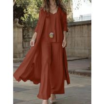 ZANZEA Women 3-Pieces Sets Holiday Solid Suits Fashion Tank Tops and Cardigans Wide Leg Trousers Casual Loose 3pcs Pant Sets