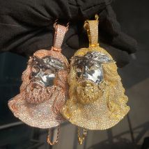Hip Hop 5A+ Kubikzirkon gepflastert Bling Iced Out JESUS PIECE Anhänger Halskette Männer Rapper Schmuck Roségold Silber Farbe