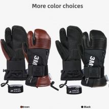 Snowboard-Skihandschuhe, professionelle Thermo-wasserdichte Handgelenkschützer, Schneemobil, Radfahren, Leder, 3 m Baumwolle, Skihandschuhe für Herren und Damen