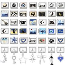 Neues Design Herz Sternaugen Katzenpfoten Schmetterling Italienischer Charm Links Edelstahl Passend für 9mm Armband Schmuck DIY Herstellung von Geschenken