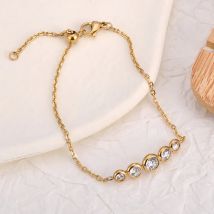 BOBOTUU Luxus-Kettenarmbänder mit Zirkonia für Damen, 18 Karat vergoldet, hochwertiger Edelstahl, wasserdichter Schmuck BB25005
