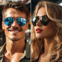 MAXJULI Polarisierte Sonnenbrille für große Köpfe, Herren und Damen, klassischer Retro-Stil, übergroßer Metallrahmen, Sonnenbrille 8217