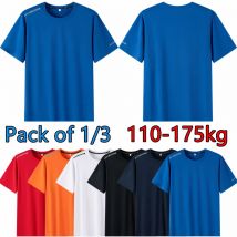 T-shirt taglie forti da uomo per 110-175 kg Confezione da 1/3 T-shirt sportiva traspirante ad asciugatura rapida T-shirt sportiva a maniche corte con girocollo oversize