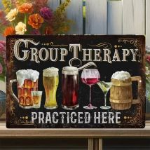 Vintage Funny Group Therapy Metallschild für Man Cave Bar Dekor – 30,5 x 20,3 cm Blechschild