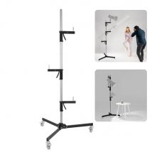 SH 63cm-190cm Gun Grip Light Stand 1/4 e 3/8 vite con ruote treppiede pieghevole per Studio Flash