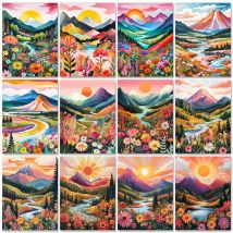 RUOPOTY Waldbild nach Zahlen, moderne Berglandschaft, Wandkunst, Leinwandgemälde nach Zahlen für Erwachsene, Geschenk, DIY-Ideen, Kunst