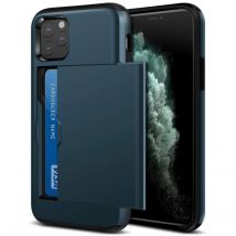 Custodia antiurto per iPhone 17 16 15 14 13 12 11 Pro Max Mini Portafoglio in plastica siliconica Slot per schede Custodia con tasca nascosta scorrevole