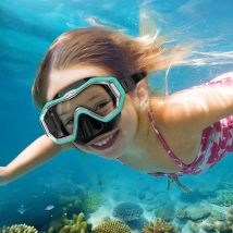 Kinder-Schnorchelmaske, 3 Fenster, Panorama, Weitsicht, HD, drei Linsen, verstellbar, Tauchen, Schnorcheln, Schwimmen, Tauchen, für Jugendliche und Kinder