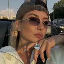 Occhiali da sole poligonali senza montatura vintage Donna Uomo Designer di marca di lusso Occhiali da sole da viaggio popolari con montatura piccola da donna