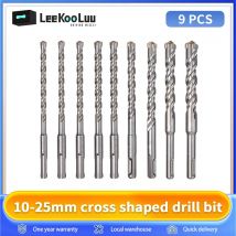 Leekooluu 9PCS 10-25mm punte per trapano a percussione elettrico tipo croce lega di acciaio al tungsteno a forma di croce per pietra di roccia in calcestruzzo per muratura