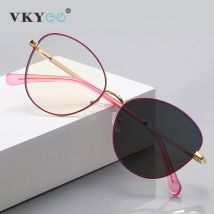 VKYEE Damen Runde Mode Photochrome Anti-Blaulicht Lesebrille Myopie Hyperopie Anpassbare Rezept PFD3054