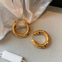 Trendy Gold Farbe Kristall Edelstahl Runde Ohrringe Für Frauen Imitation Perle Metall Ohrring Party Alltag Schmuck