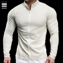 Männer Sport Fitness Jacke Herbst Elastische Schnell trocknend Schlank Lange ärmeln Gym Training Kleidung Laufen Outdoor Zipper Mantel