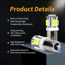 2/10 Stück BA9S 180 Grad T4W H5W 5050 LED-Chips der Güteklasse A 5SMD-Lampen für Auto-Backup-Reverse-Türkuppel-Blinker-Leselampen