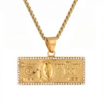 Hip Hop Iced Out Bling $ 100 Dollar Anhänger Männlich Gold Farbe Edelstahl Geld Halskette Für Männer Mode Hippie Schmuck Geschenk
