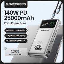 MOVESPEED M25Pro 140W Power Bank 25000mAh PD3.1 Fast Charge Portable External Battery 100W Powerbank for MacBook Notebook Laptop