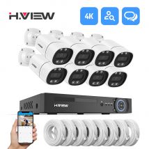 H.view 8Ch 5Mp 8Mp 4K Cctv Sicherheit Kameras System Home Video Surveillance Kit Ai Audio Outdoor Ip