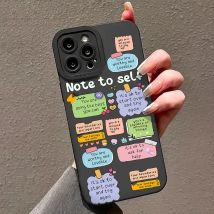 Niedliche Cartoon-Ins-Vibes-Slogan-Druck-Telefonhülle für iPhone 16 15 14 13 12 11 Pro Max X XR XS 7 8 Plus Mini SE 2020 2022 Funda