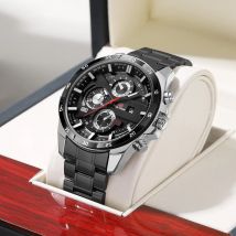 VA VA VOOM Marke Edelstahl Herrenuhr mit 46mm Silber Schwarz großes Zifferblatt Original Racing Series Sport Quarz Herrenuhren