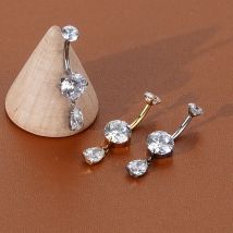 Aumeo 1/5 Stück Titan Runde CZ Bauchnabelringe für Frauen Innengewinde Waterdrop Nabelpiercing Körperschmuck