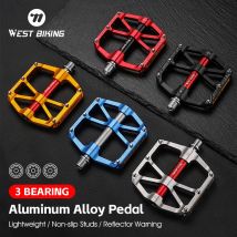 WEST BIKING CNC 3 Bearing Bicycle Pedals Ultralight BMX MTB Road Bike Pedals Non-slip Aluminum Alloy Reflective Cycling Parts