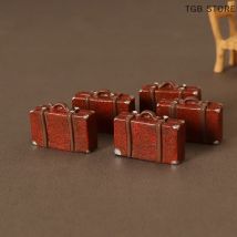 Doll Leather Luggage Trunk Suitcase Vintage Wood Box Dolls Accessories Dollhouse Furniture Gift