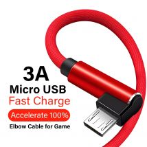 Micro-USB-Kabel, 90-Grad-Winkel, 3 A, Schnellladung, Datenleitung für Samsung Xiaomi OPPO VIVO, Gaming-Kabel, Tablet, Telefon, Ladegerät