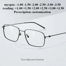 56mm-149mm Ultraleichte Business Rechteckige Reine Titan Rahmen Reinem Titan Myopie retro Schwarz Anti-blau Licht Lesebrille