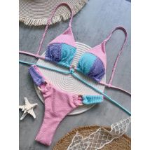 Sexy neongrünes Bikini-Set 2025, Quaste, Kordelzug, seitlicher Tanga, Badeanzug für Damen, Sommer, Push-Up-Bademode, Badeanzug, Strandkleidung