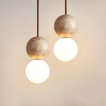 Led Anhänger Licht Stein Creme Stil Kronleuchter Schlafzimmer Nacht Lange Linie Hängende Beleuchtung Retro Leuchte Runde Ball Bar Tisch