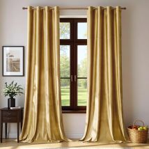 Goldene Samtvorhänge für Wohnzimmer, Verdunkelungsvorhänge für Schlafzimmer, Öse, Privatsphäre, wärmeisoliert, Fensterverdunkelung, Dekor