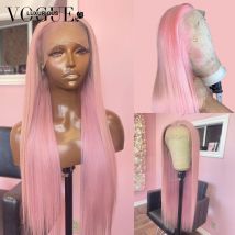 13x6 Light Pink 13x4 Transparent Lace Front Straight Wig Preplucked Hairline Brazilian 100% Human Hair Loose Wave Wigs For Women