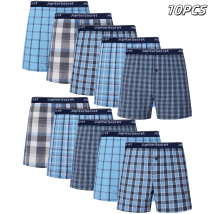10 Stück Herren-Boxershorts, Frühjahr/Sommer, neu, 100 % Baumwolle, gewebt, Freizeitunterwäsche, männlich, mit elastischem Bund, zufällige Farben